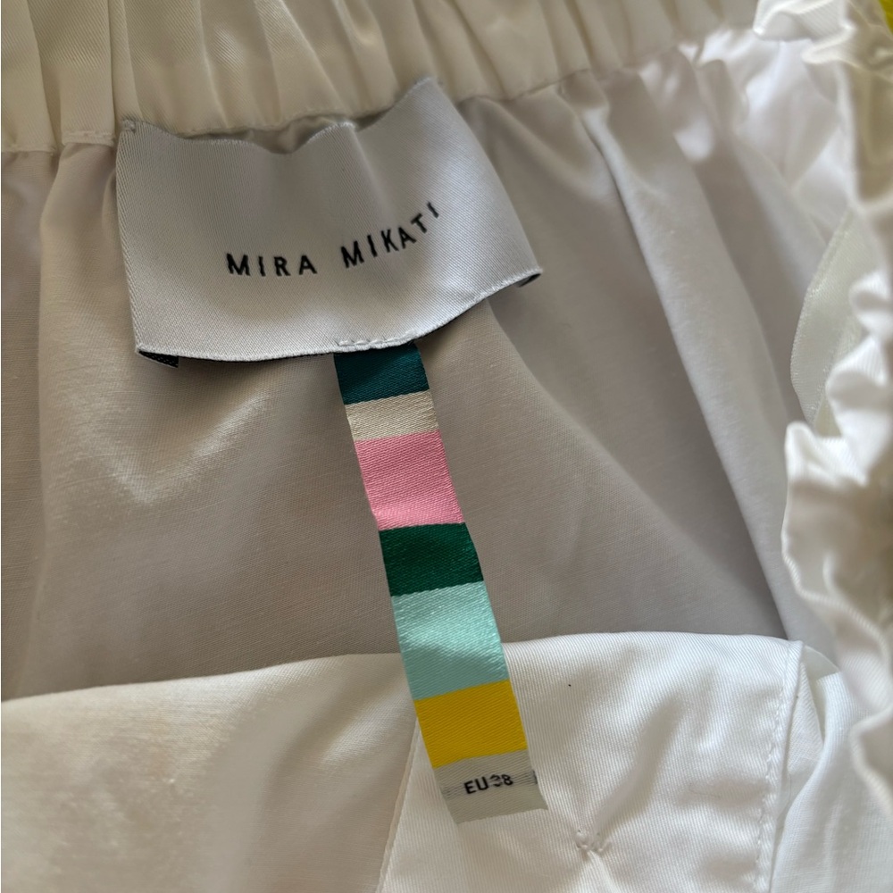 Mira Mikati Rainbow Stripe Neon Trim Tiered Midi Skirt US 6 festival - Picture 7 of 8